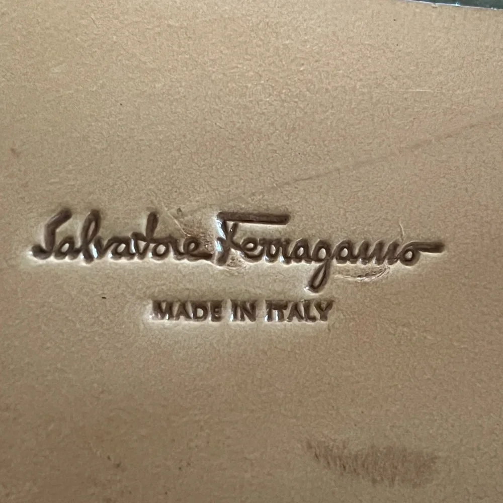 Salvatore Ferragamo Olive Suede Loafers with Silver Accent - Picture 2 of 5